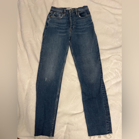 Re/Done Women’s High-Rise Straight Leg Jeans in Medium Wash - Size 27 (S) - Picture 4 of 7